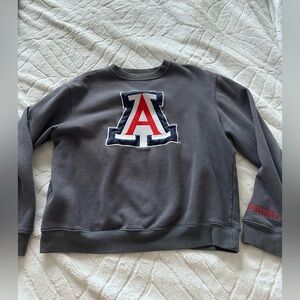 J. America Gray Crew Neck Sweater with Red and Blue Logo